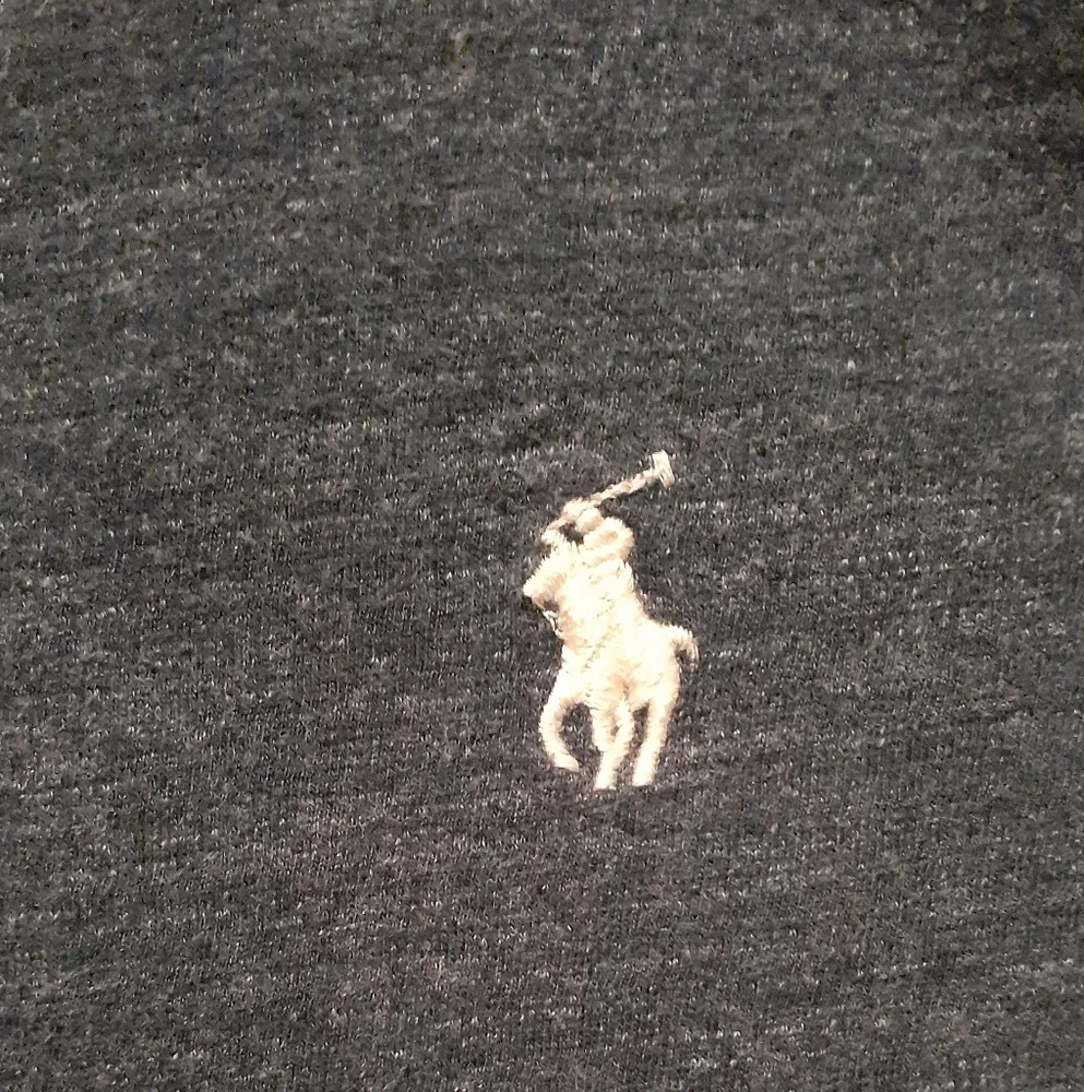 Polo Ralph Lauren men's L grey white pony logo long sleeve slim fit shirt